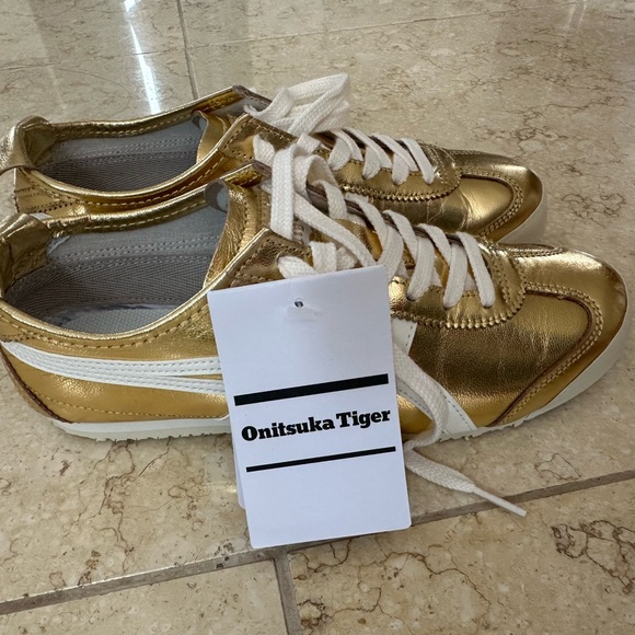 ONITSUKA TIGER MEXICO 66- gold & cream- NWT- Size 24cm - Picture 3 of 7